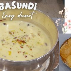 A picture of BASUNDI : A INDIAN MILK SWEET.