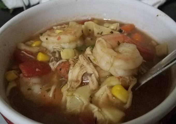 Steps to Prepare Ultimate To sick and tired for real effort shrimp and chicken noodle soup