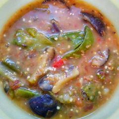 A picture of Potato Curry (Aloo Aon) With Vegetables & Dry Fish.
