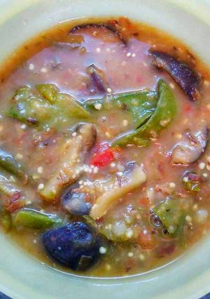 A picture of Potato Curry (Aloo Aon) With Vegetables & Dry Fish.