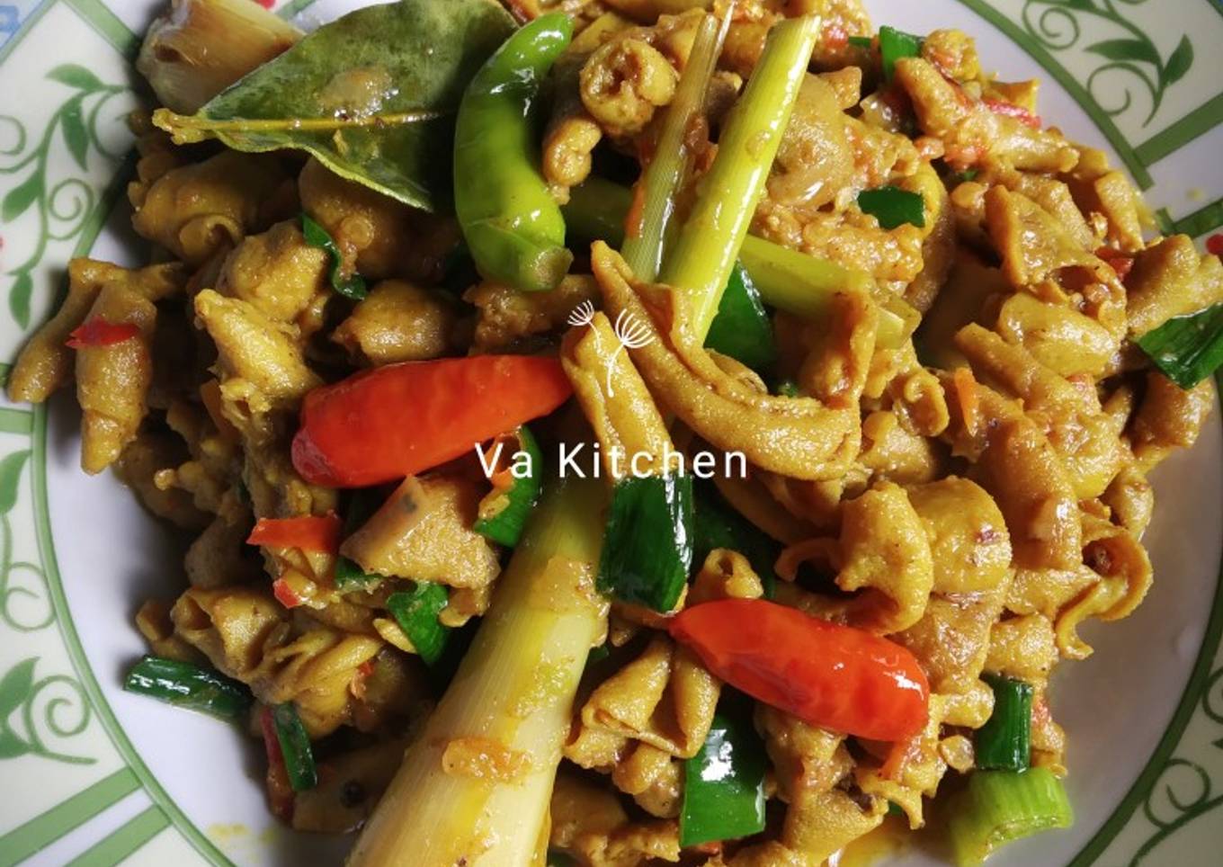 Oseng usus ayam pedas