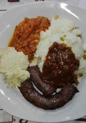 A picture of Simple dinner with tasty gravy.