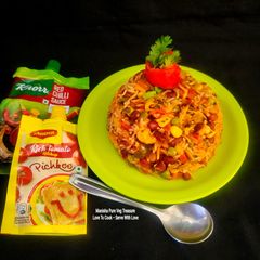 Maxican Rice With Kidney Beans & Veggies - Arroz Rojo - One Pot Meal In Pressure Cooker A picture of Maxican Rice With Kidney Beans & Veggies - Arroz Rojo - One Pot Meal In Pressure Cooker.