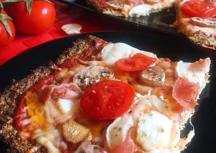 Pizza “ibérica” con base de brócoli