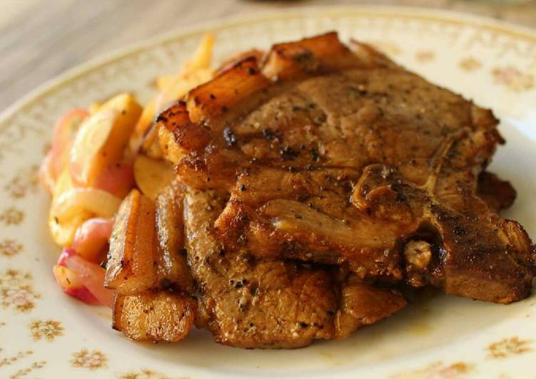 Grilled Pork Chops with Sauted Apples