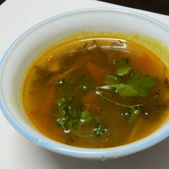 A picture of Herb soup (Rasam).