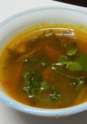 A picture of Herb soup (Rasam).