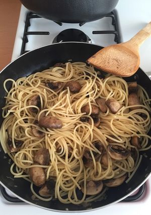 Una foto de Spaghetti con champiñones