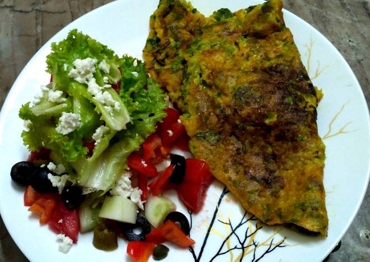 Palak kheera Chila and Salad