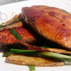 Salmon With Scallion And Ginger A picture of Salmon With Scallion And Ginger.