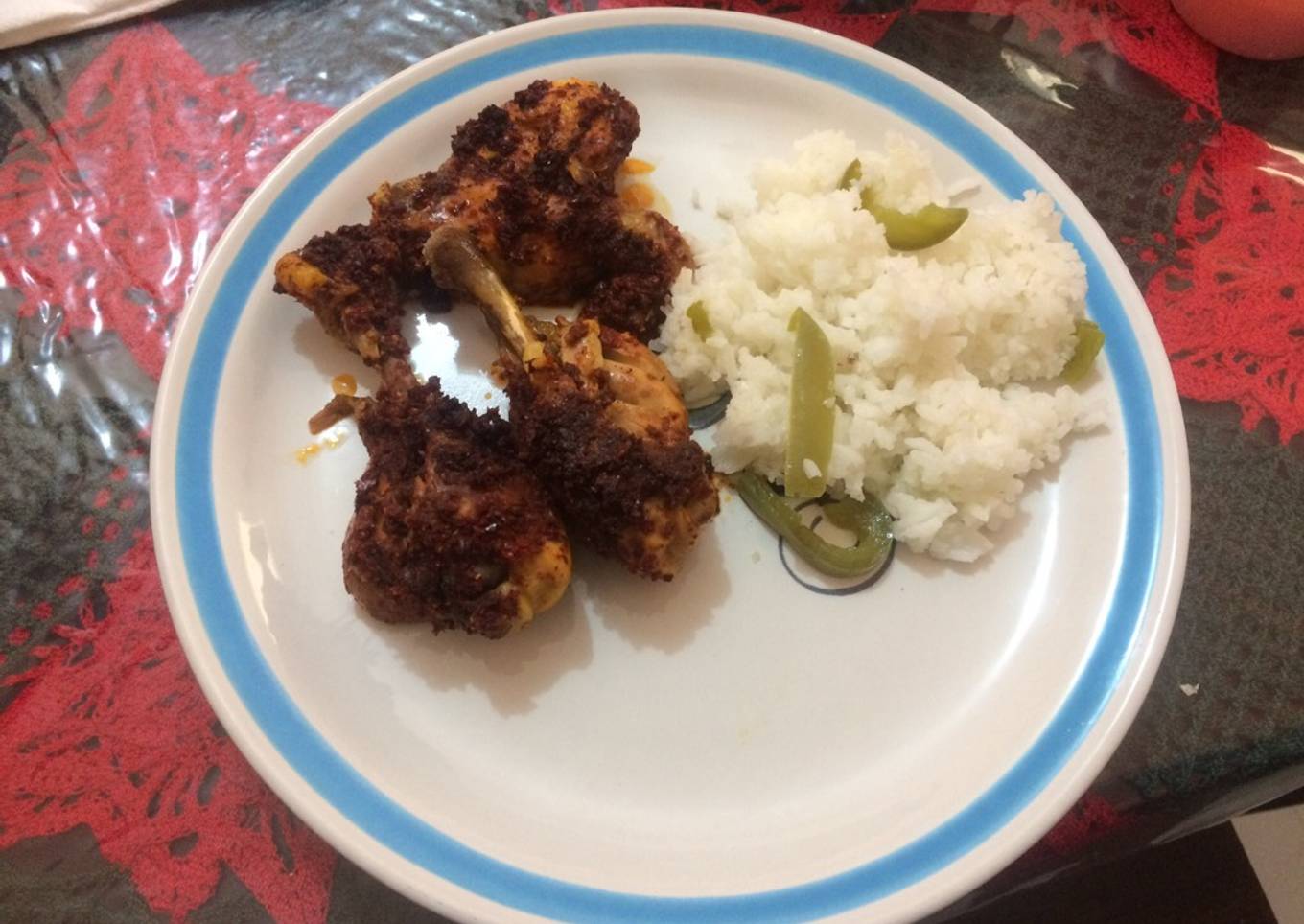 Pollo adobado en seco en olla de presión