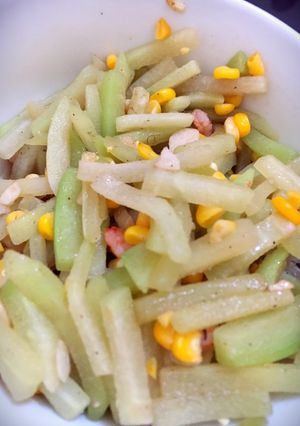 Foto resep Tumis waluh + jagung + udang