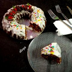 A picture of Bean Brownie bundt walnut cake eggfree.