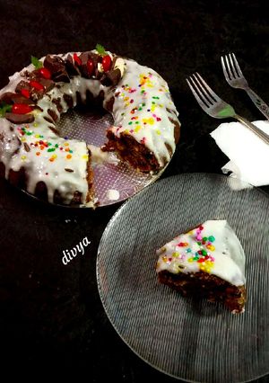 A picture of Bean Brownie bundt walnut cake eggfree.