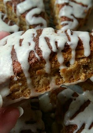 A picture of Vickys Cinnamon Glazed Scones, GF DF EF SF NF.