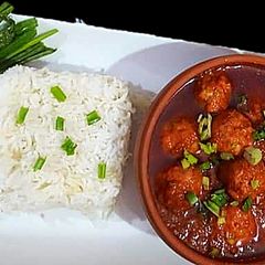 Egg CHICKEN Kofta with rice🍛🍜🍲 A picture of Egg CHICKEN Kofta with rice🍛🍜🍲.