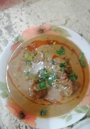 A picture of Mutton nehari in clay pot.