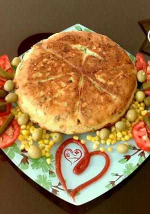 عکسی از دستور کیک پیتزا ی مرغ