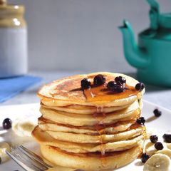 A picture of Eggless pancakes. #cookclick.
