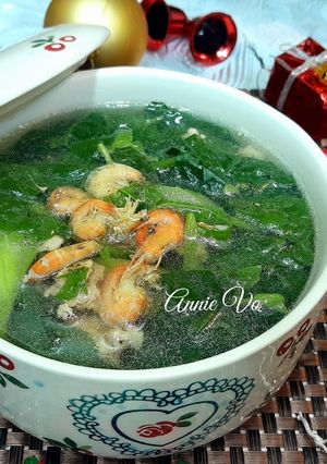 Hình của món Canh mồng tơi mướp nấu tôm thịt.