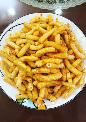 Hình của món Nui chiên tẩm gia vị.