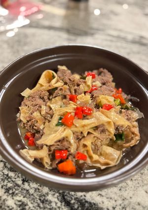 Foto resep Daging sapi cah kulit tahu