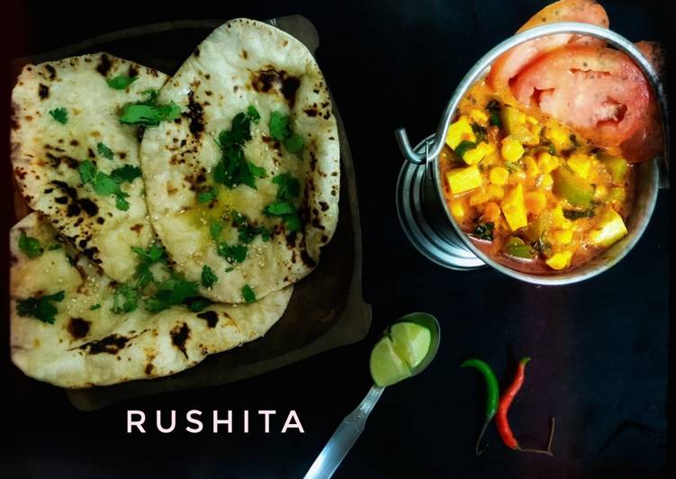 Steps to Prepare Quick Paneer Corn Capsicum with Butter Naan