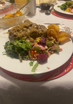Una foto de Bife de Chorizo con Champiñones al Disco