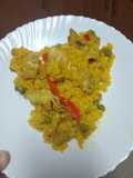 Arroz amarillo con pollo y alcachofas