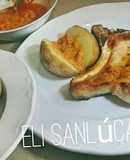 Papas arrugás con chuleta de cerdo y mojo a mi estilo