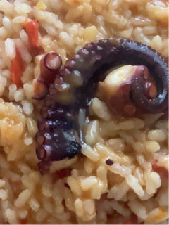 Una foto de Arroz meloso de pulpo con verduritas o de verduritas con pulpo, en wok