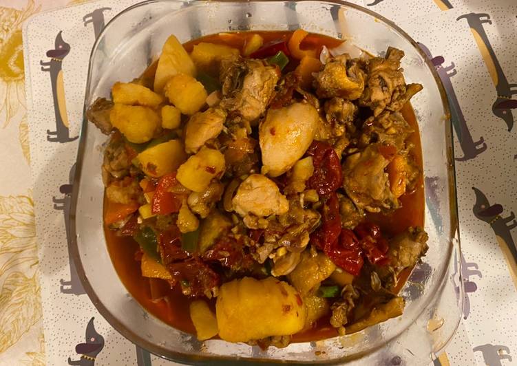 Recipe of Ultimate Big plate chicken 😂 Uyghur tohokordiki 大盘鸡
