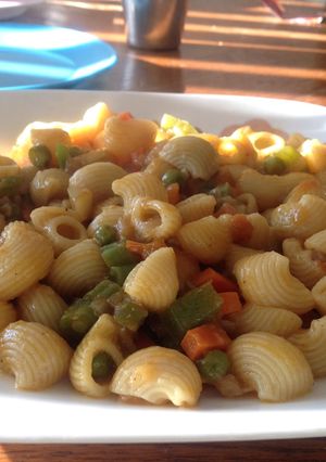 A picture of Masala vegan pasta.