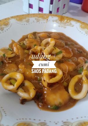 Foto resep Udang + cumi saos padang