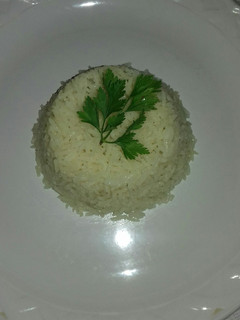A picture of White Rice Made with Vegetable Broth.
