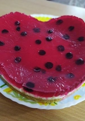 عکسی از دستور چیزکیک آلبالو باپایه بیسکوییت