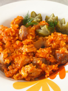 Gombás rizseshús recept fotója