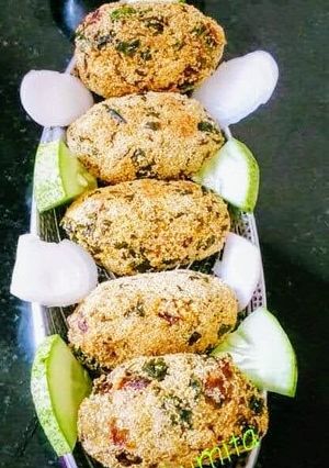 A picture of Karela Saag Cutlets (Bitter gourd).