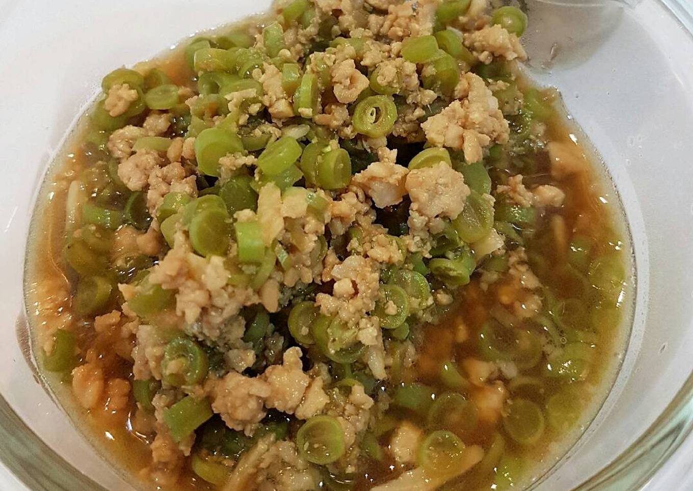 Tumis daging cincang dgn baby buncis