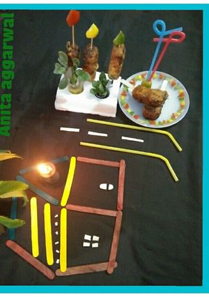 A picture of Veggie traffic lights fried ice cream sticks.