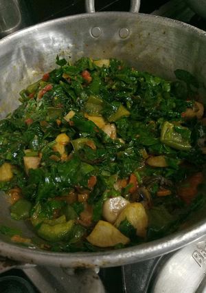 A picture of Palak Mushrooms Shimla Aloo Sabzi.