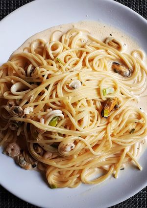 A picture of Seafood pasta.
