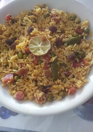 A picture of Mix veg peas pulav.