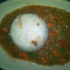 Rice and ndengu stew A picture of Rice and ndengu stew.
