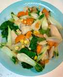 《蒜炒菇菇玉米奶油小白菜》