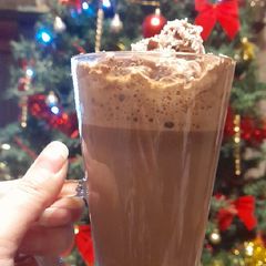 A picture of Black Forest Hot Chocolate With Cherry Popping Candy.