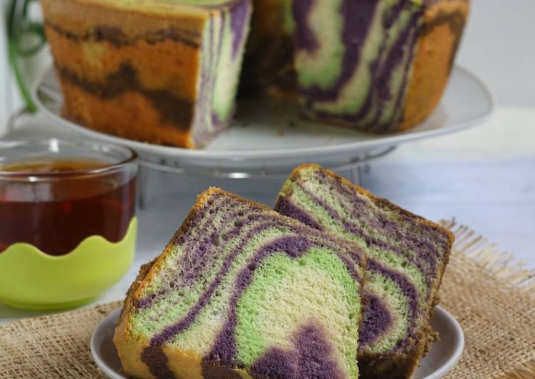 Marble Taro Pandan Chiffon Cake