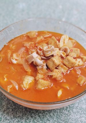 Foto resep Cumi tahu kuah pedas