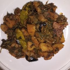 A picture of Methi aloo bengan sabzi.