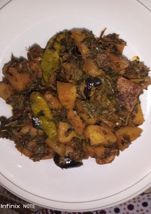 A picture of Methi aloo bengan sabzi.